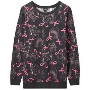 Torrid Breast Cancer Sweatshirt Lounge Grey Pink Floral